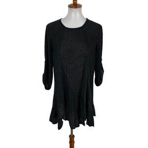 Curvesque USA Tunic Top Large Black Shimmer Long Sleeve Party‎ Eveningwear